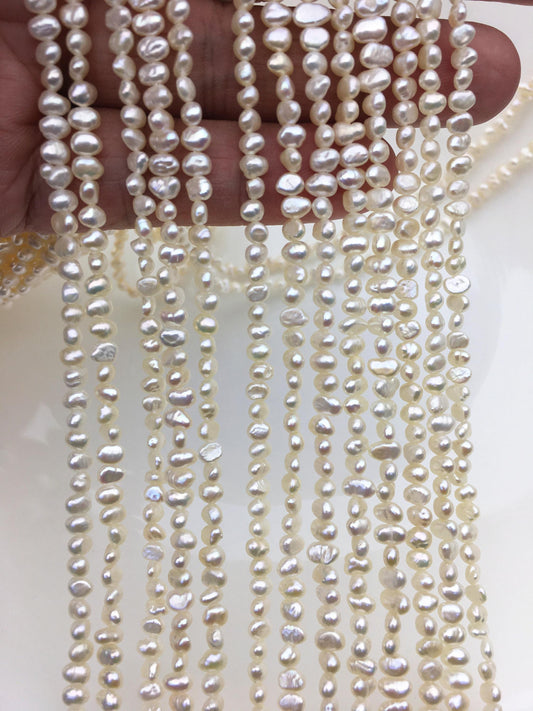 AA+ 3-3.5mm white nugget seed pearls,irregular nugget freshwater pearl strand,cheap price,pearl factory china,LM3-2A-2