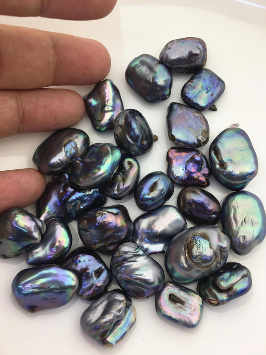 27pcs A 14-18mm black blue green baroque freshwater pearls, no hole,ZS-T28
