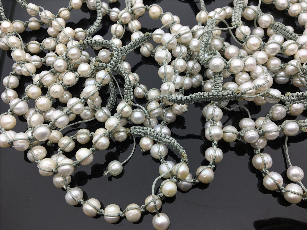 11mm Big White pearl thread bracelet, adjust length, pearl bracelet, knotted freshwater pearl bracelet, Pearls Bracelet, B8-008