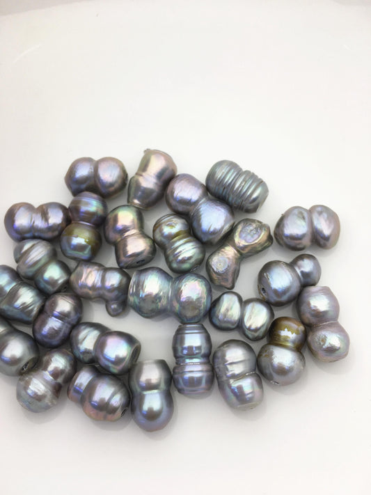 26pcs AA+ 10-14mm gray baroque freshwater pearls, 2.2mm large hole,ZS-T45