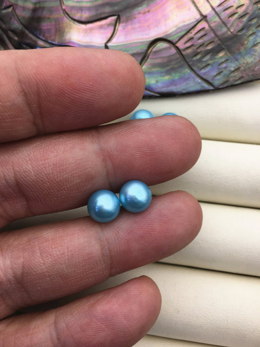 AAA 8-8.5mm light Blue Pearl earring, turquoise Pearl earrings,pearl stud earrings,SE1-T30