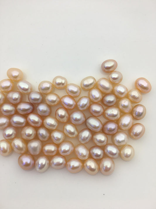 20pcs AAA 7.3-8.3mm*8.5-9.5mm Pink orange rice pearl for Oyster, for wish pearl oyster, for pearl vacuum-packed oysters, LR7-3A-2