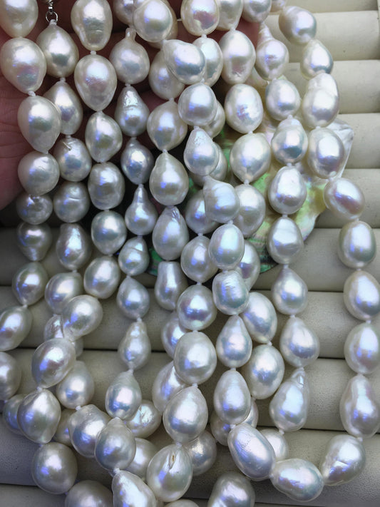 17.5'' AA+ 11-13mm white big baroque drop edison freshwater pearl necklace,NPN1-T30-8