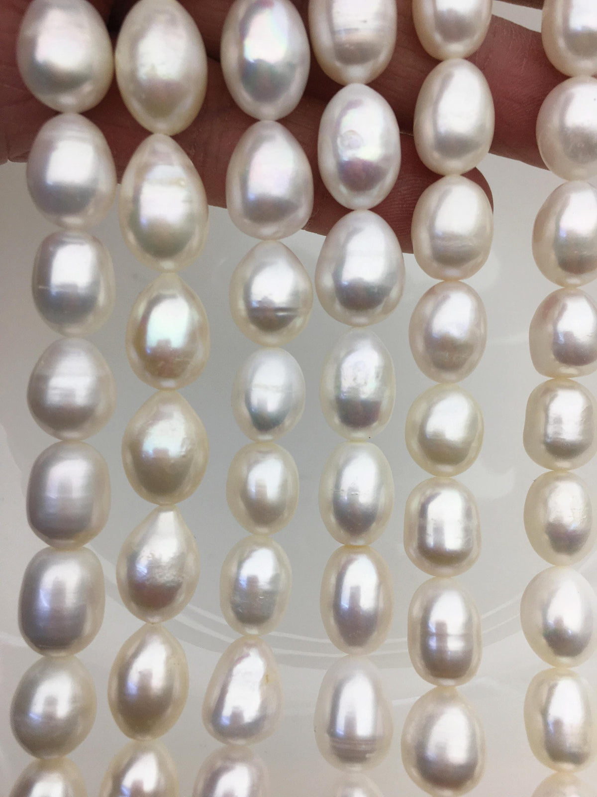 AA+ 9.3-11mm white long rice freshwater pearls,LR11-T2