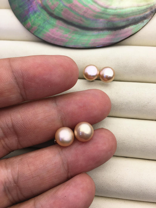 1 pair AAA 8.5-9mm Natural Rainbow Pearl Stud Earrings, pearl earrings, S925 Sterling Silver, classic pearl studs, SE1-T21