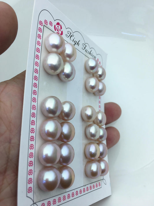 1 pair AAA 11.5-12mm purple big button round freshwater pearls pair,BTN12-T4