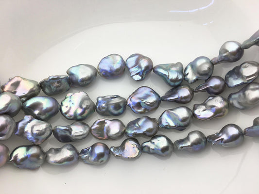 15.5'' AA+ 13-16mm Big Gray flame ball pearl,FL15-2A-5-11