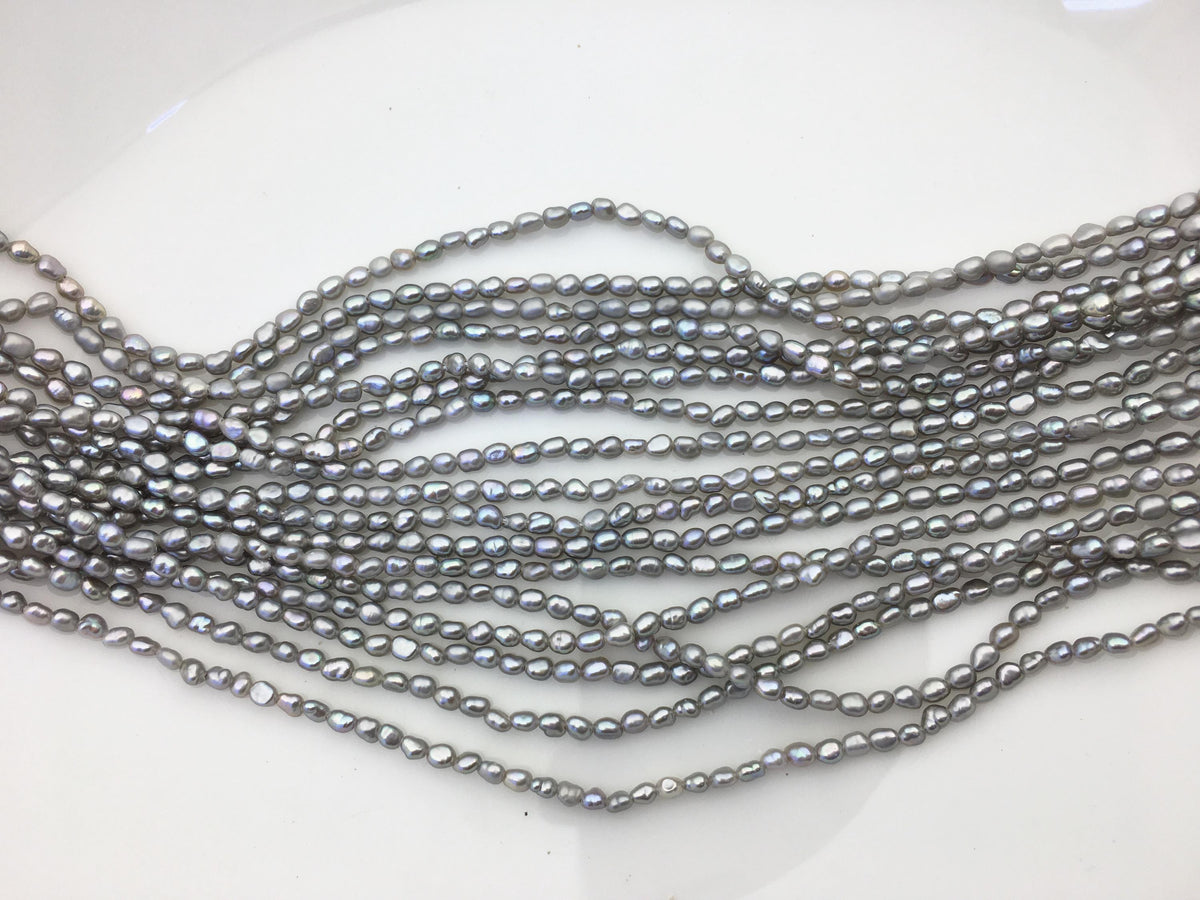 AAA 2.5-3mm gray nugget seed pearls,irregular nugget freshwater pearl strand,cheap price,pearl factory china,LM2-3A-20