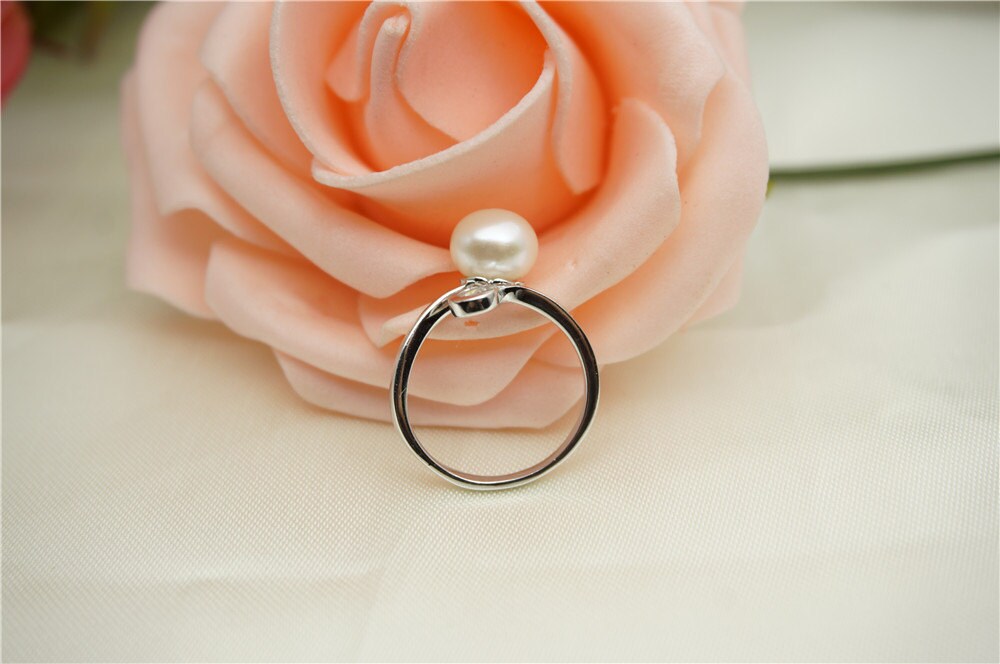 AAA Genuine Pearl ring, cz engagement rings, anniversary ring, cheap wedding rings for women, sterling silver 925 open ring jewellery, R1-T5