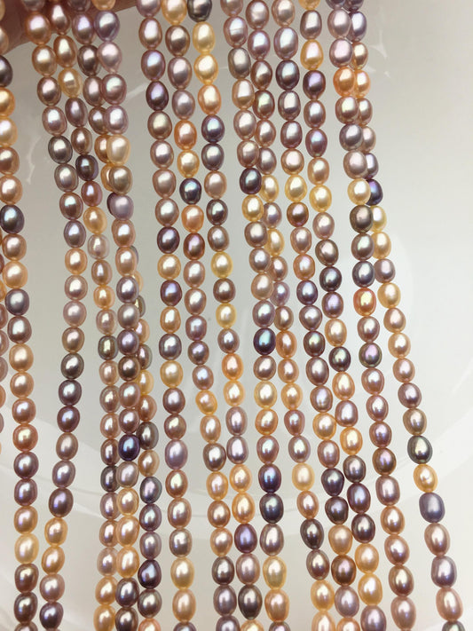 AAA 4-4.5mm pink peach purple rice freshwater pearls,LR4-3A-42