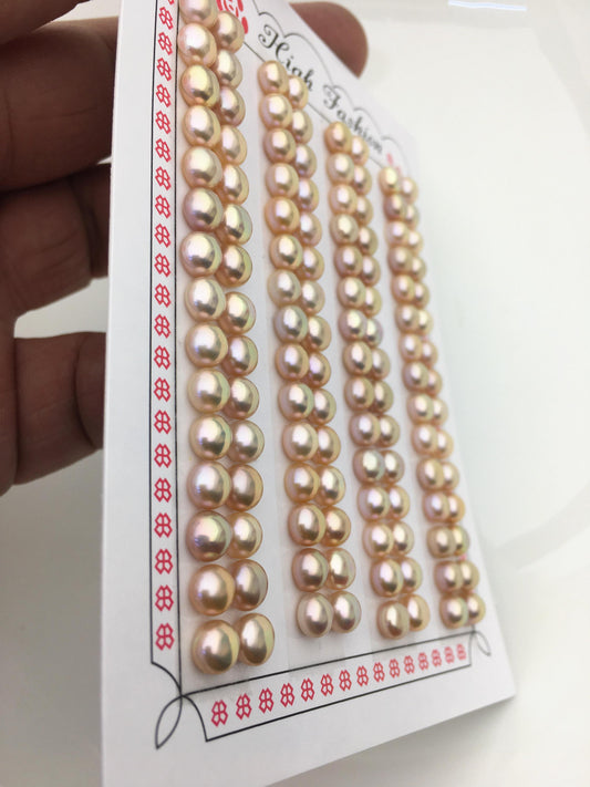 15 pairs AAA 5.5-6mm natural rainbow button round freshwater pearl, WHOLESALE, design for earrings, design for stud earrings, BTN5-T7