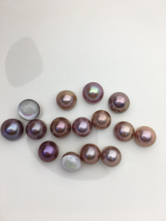 15pcs AAA 11-12mm Baroque Mabe Natural Purple Rainbow Freshwater Pearls,no hole,MB-T16
