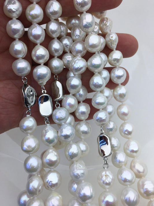 17.5'' AA+ 9-11mm white baroque drop edison freshwater Pearl necklace,genuine Natural Pearl Necklace,NPN1-T30-6