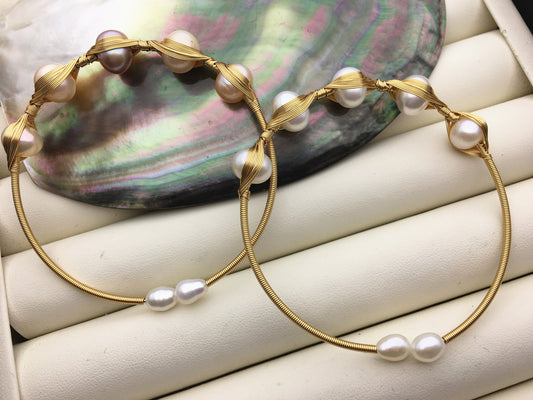 7'' AAA misc color/white color pearl handmade bangle bracelet, B8-055-6