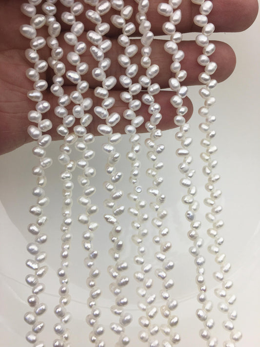 AA+ 3.5-4mm white rice pearls, full strand, oval loose pearl beads, diy pearl, genuine pearl, Cultured pearl, diy pearl beads, LR3-T2