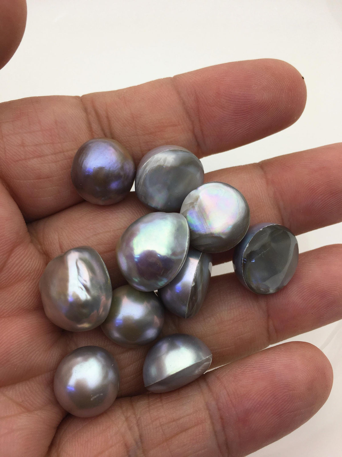 10pcs AAA 12-15mm Gray Baroque Mabe Natural Rainbow Freshwater Pearls,no hole,MB-T5