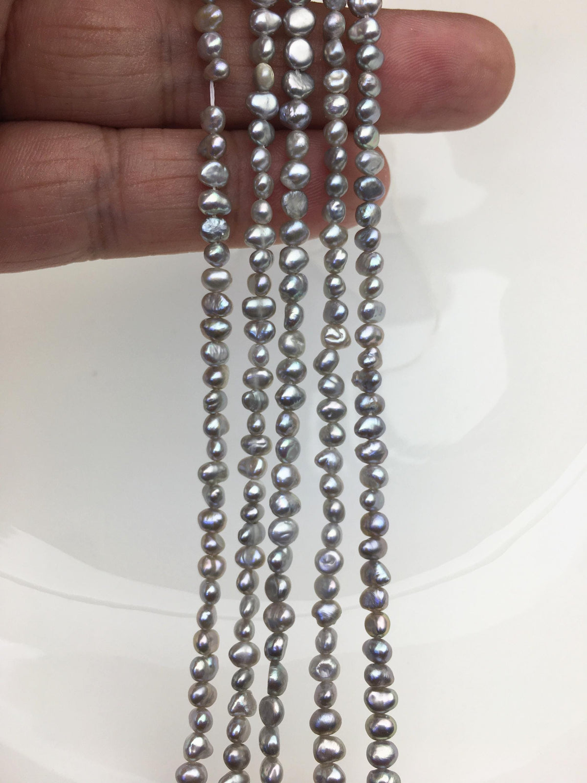 2 strands AA+ 3-4mm gray nugget seed pearls, irregular nugget freshwater pearl strand, cheap price, pearl factory china, LM3-2A-20