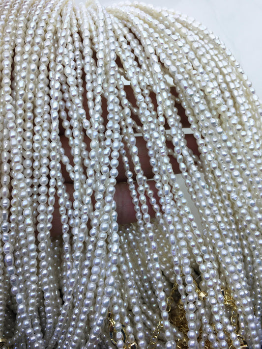 16+2'' AA+ 2.5-3mm white tiny small rice pearl Necklace,Wedding Necklace, Love, Mothers Day,Happiness,wholesale,NPN1-016