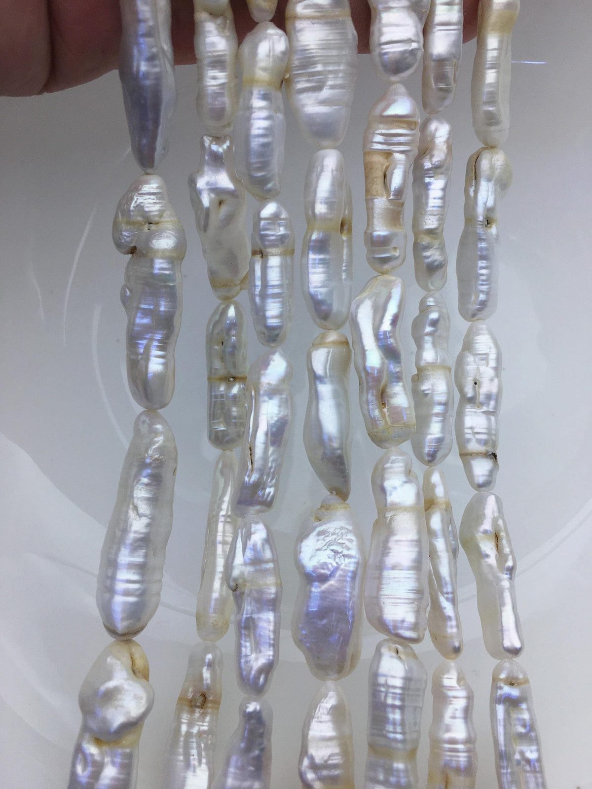 7 strands A 7-11mm white Thick Keshi Biwa Pearl Necklace,ZS-200-120-11