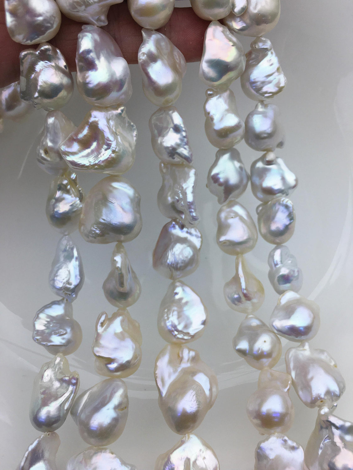 15.5'' AAA 13-17mm white flame ball pearl,FL15-3A-7-43