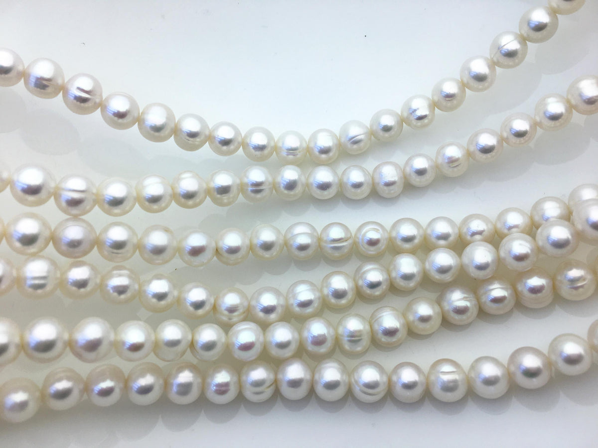 AA 9-10mm white near round potato freshwater pearls,freshwater potato shape pearl string,CR9-2A-12