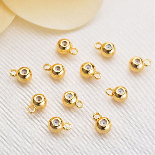 20pcs 4mm Yellow Gold Round silica gel Spacer Beads,copper plated 18k solid gold,AAL-003-3