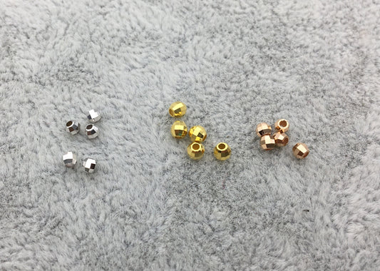 18k Real 2mm/2.3mm/2.8mm White/Yellow/Rose Gold Handmade Bali Style Faceted Round Beads, 18k Gold Beads. 18k Spacer Beads, ASG-PJ-002