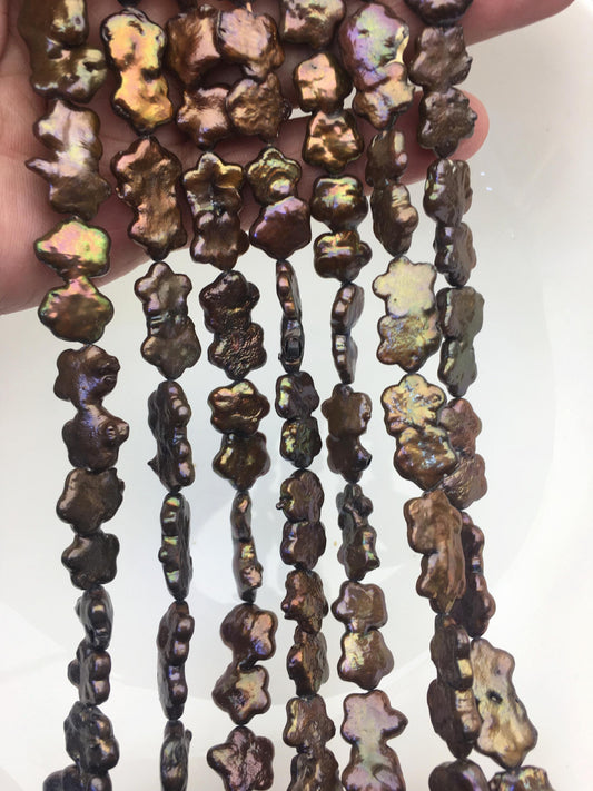 AA 10-12mm brown plum blossom Freshwater Pearl,ZS-119-27