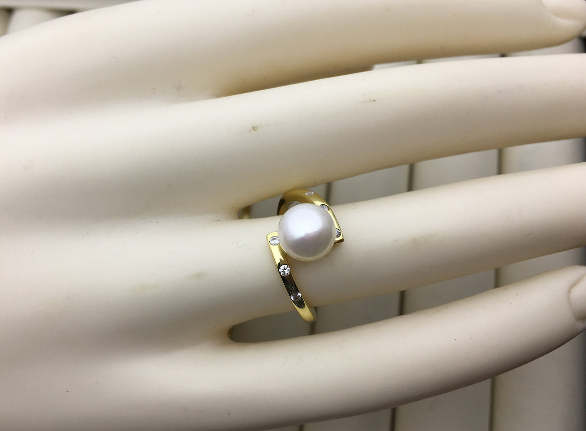1pc AAA white Pearl Genuine Sterling silver ring, Silver Gold wedding rings for women, sterling silver 925 open ring jewellery, R1-007