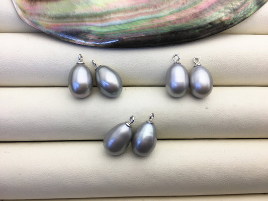 AAA 9mm Gray long rice pearl dangle earrings,S925 Sterling Silver pearl earrings,pearl for women,SE3-T25
