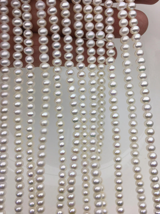 AAA 5-5.5mm white button round freshwater pearls,Rondelle pearl Beads,white freshwater pearl,loose strands,SM5-3A-3