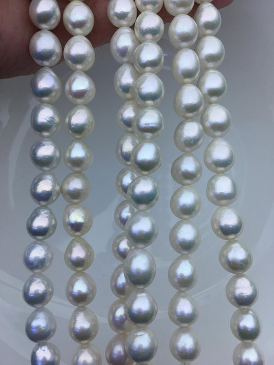 AAA 9-11mm White Oval Edison Freshwater Pearl,ED12-2A-5-70
