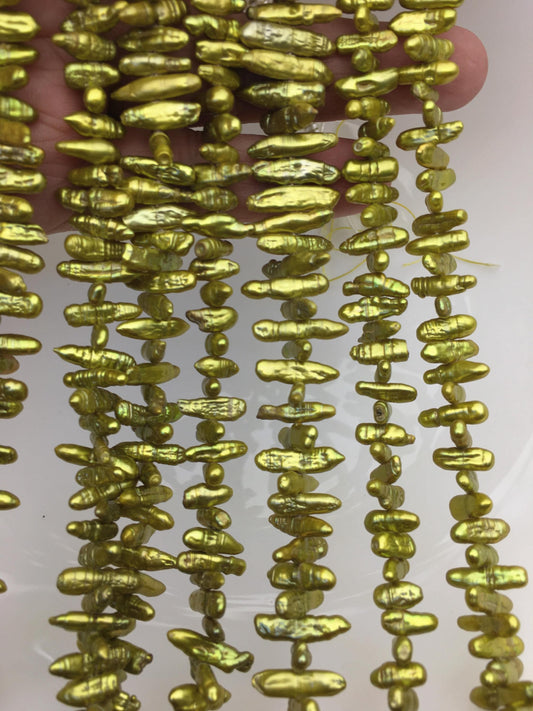 AA 4-5mm green Biwa Pearl Necklace,Genuine Fresh Water Pearl,Wedding Necklace,Mothers Day,ZS-80-10-47