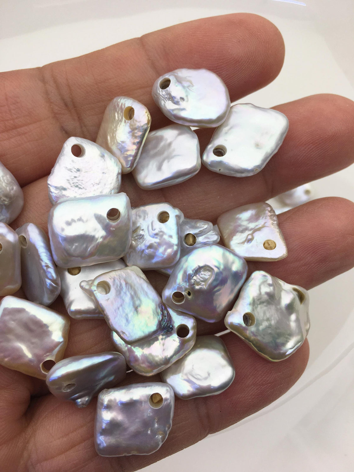 20pcs AAA/AA+ 11-13mm white rectangle freshwater pearls,big hole,ZS-103-7