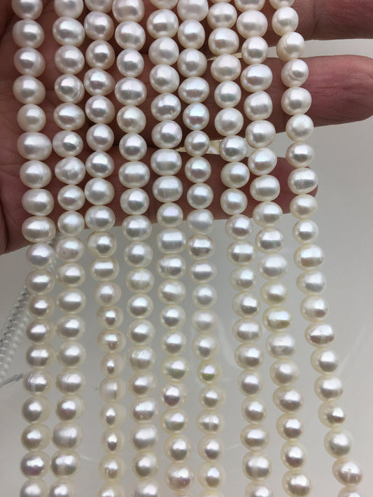 AA+ 6-6.5mm white potato freshwater pearl,white color real fresh water loose pearl string wholesale in bulk,CR6-2A-9