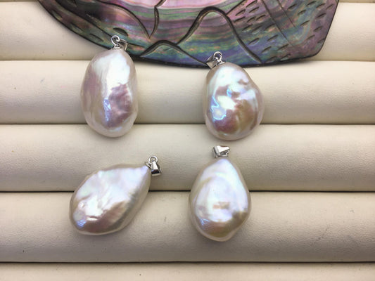 1pc AAA 16-17x19-21mm White Drop Coin Baroque pearl pendant,NC1-043