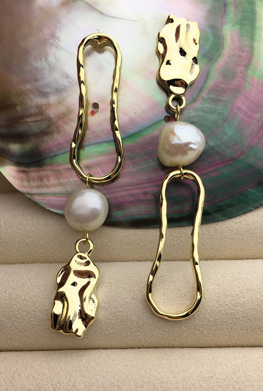 Fashion White baroque pearl stud earrings,earring with white baroque Natural Pearl,SE3-121-18