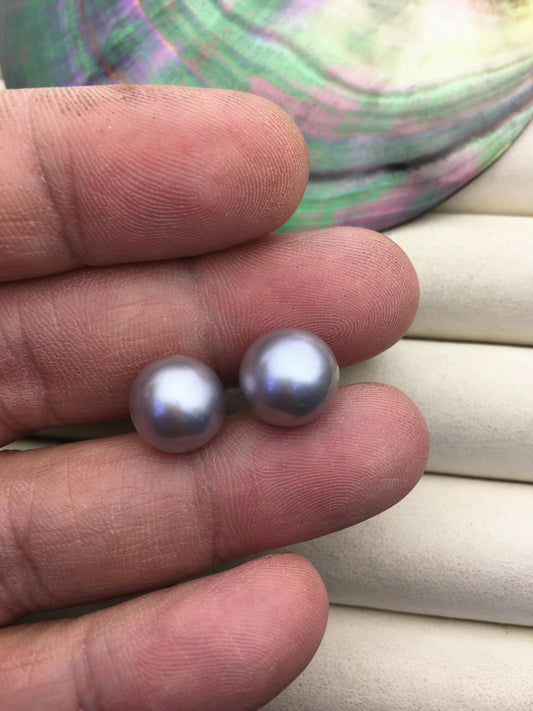 1 pair AAA 10-11mm gray round edison pearl stud earrings, S925 Sterling Silver stud earrings, wedding pearl earrings, SE3-T9-26