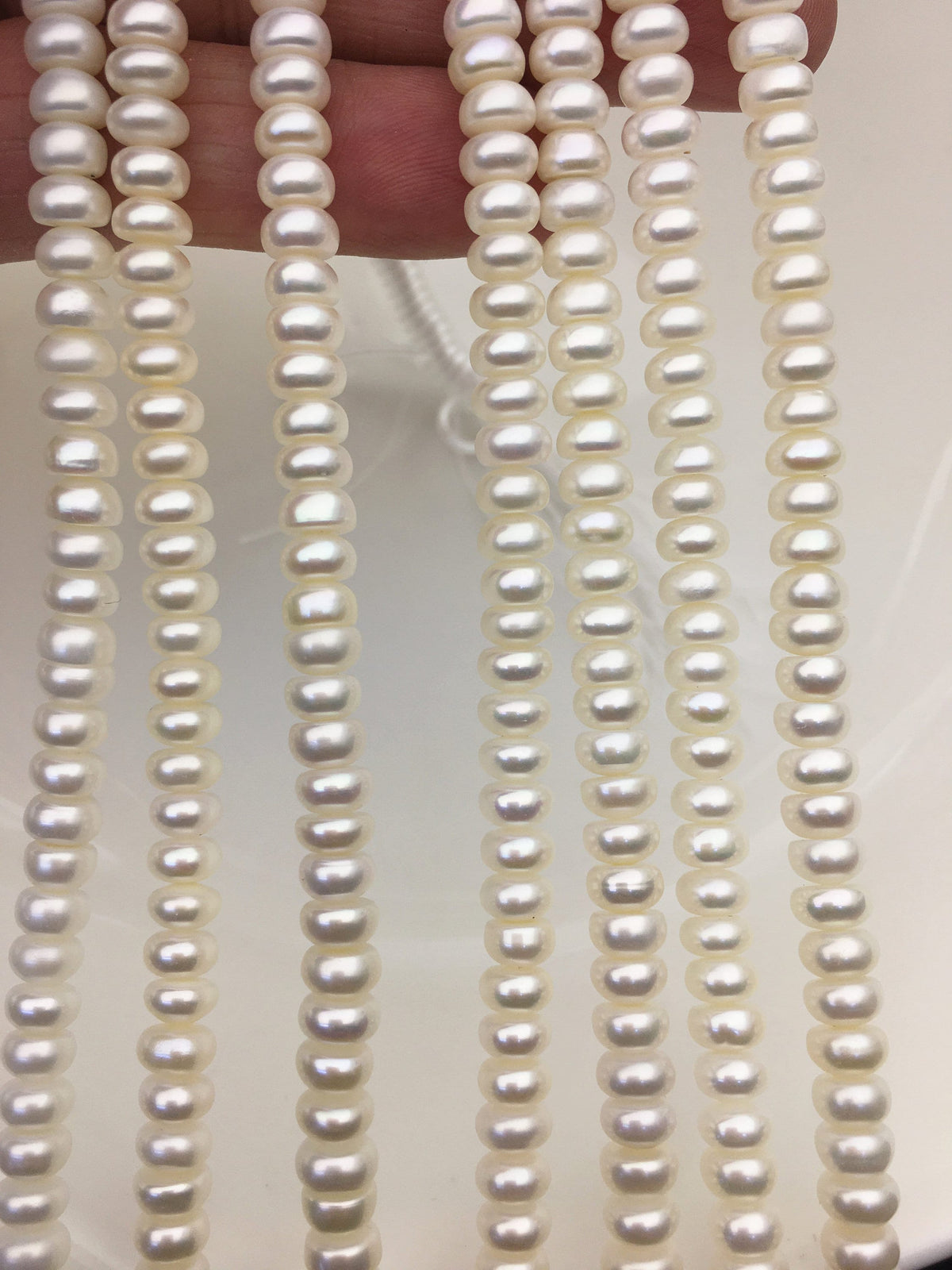AAA 6-6.5mm white button round pearls,6mm white Rondelle pearl Beads,SM6-3A-1