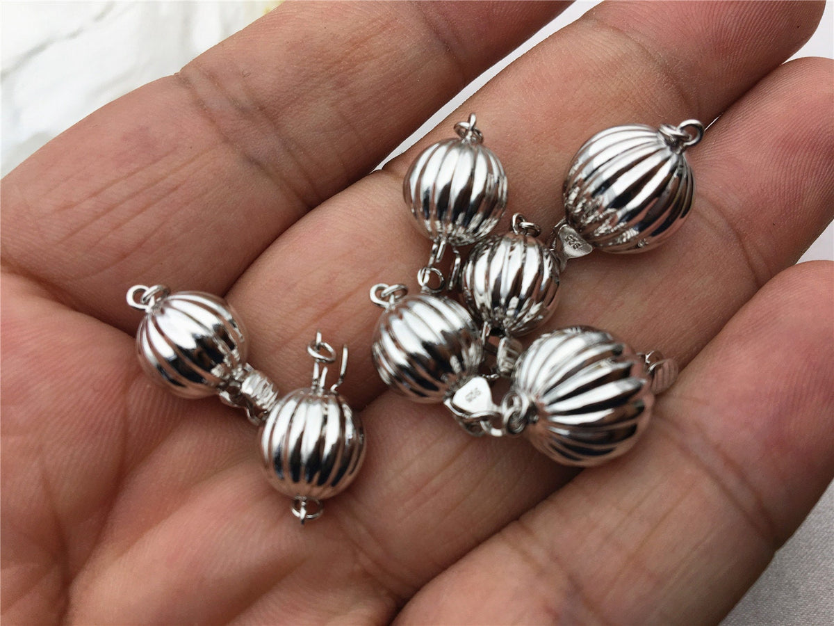 Sterling Silver Corrugated Bead Safety Clasp,Select Size,WHOLESALE,ASL-CL-002