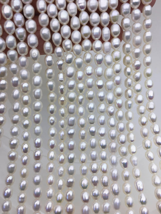 AA+ 5-6mm*6-7.5mm white rice freshwater pearls, white rice pearl,Freshwater Pearl Rice Beads,LR5-2A-2