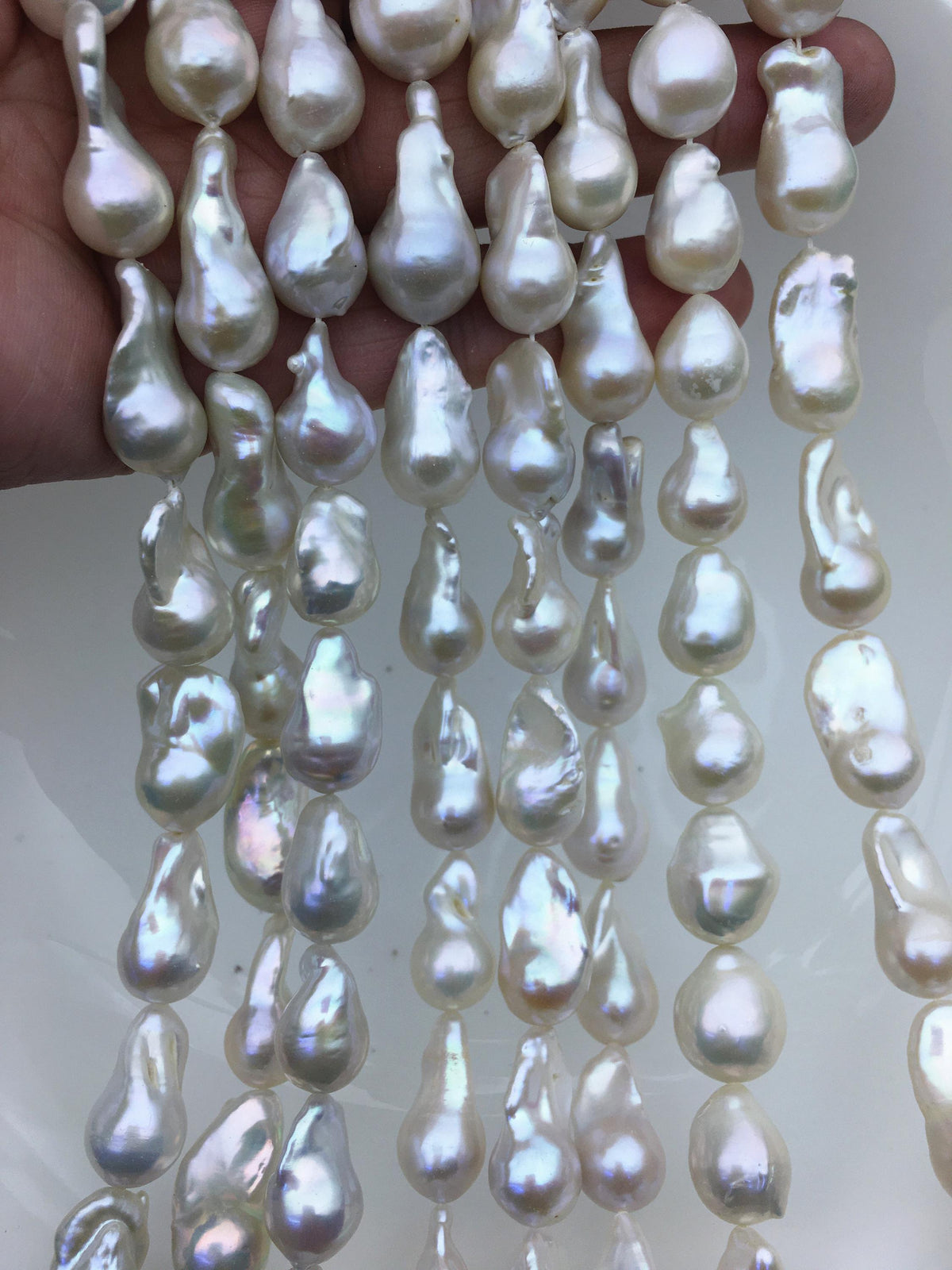 15.5'' AAA 11-14mm White flame ball pearl,FL15-3A-7-29