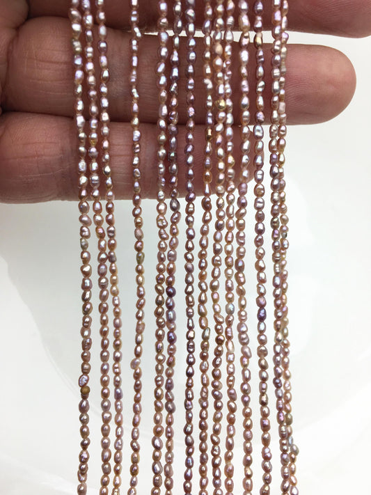 AA+ 2-2.2mm purple rice pearls, full strand, oval loose pearl beads, diy pearl, genuine pearl, Cultured pearl, diy pearl beads, LR2-2A-6