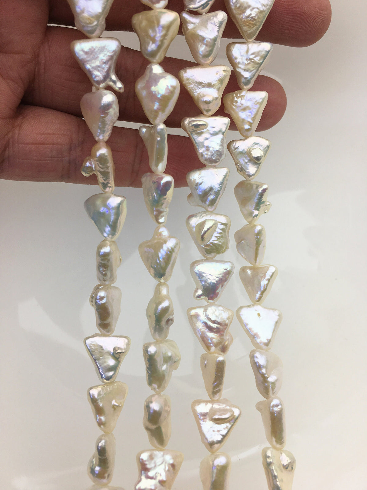 AA+ 11-12mm White Thick Triangle Shape Freshwater Pearl,ZS-103-9