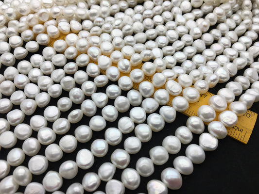 AAA 11-12mm white nugget freshwater pearls, full strand, white baroque pearl, irregular pearl, pearl wholesale supply China, LM11-3A-1