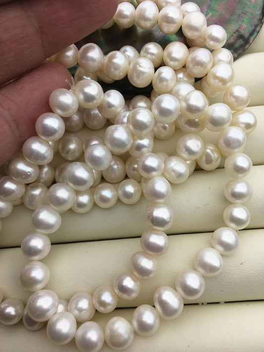 2pcs 7'' AA+ 7.4-8.3mm white potato Freshwater pearl Elastic string Bracelet,white pink purple pearl bracelet,B8-028