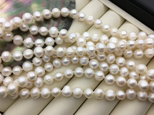 58'' 8mm white potato Freshwater Pearl Necklace,NPN1-049