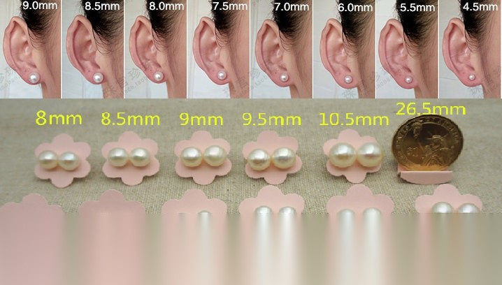 AAA 8-8.5mm yellow pearl stud earrings,Sterling Silver,SE1-015