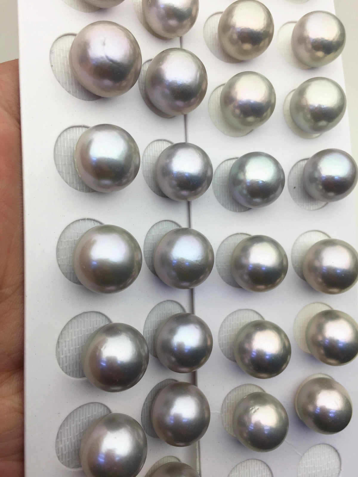 1 pair AAA 14-15mm Gray Round edison freshwater pearl,half hole, RP14-3A-1