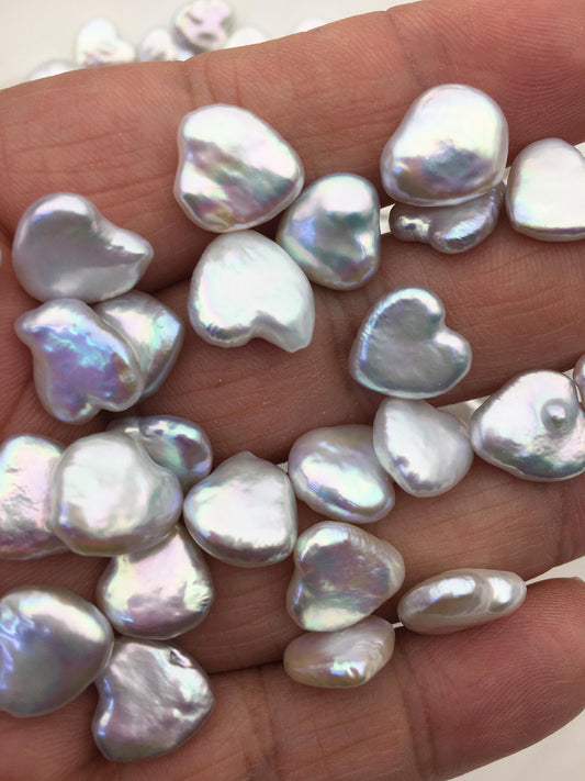 10pcs AAA 11-12mm White heart Shape Freshwater Pearl pair,no hole,ZS-103-19